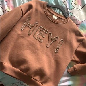 “HEY” Zara bedazzled sweater.